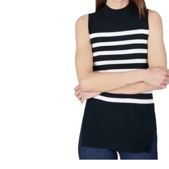 Everlane Tops - Everlane - The Breton Striped Sleeveless Turtleneck Ribbed Shirt Sweater Tank